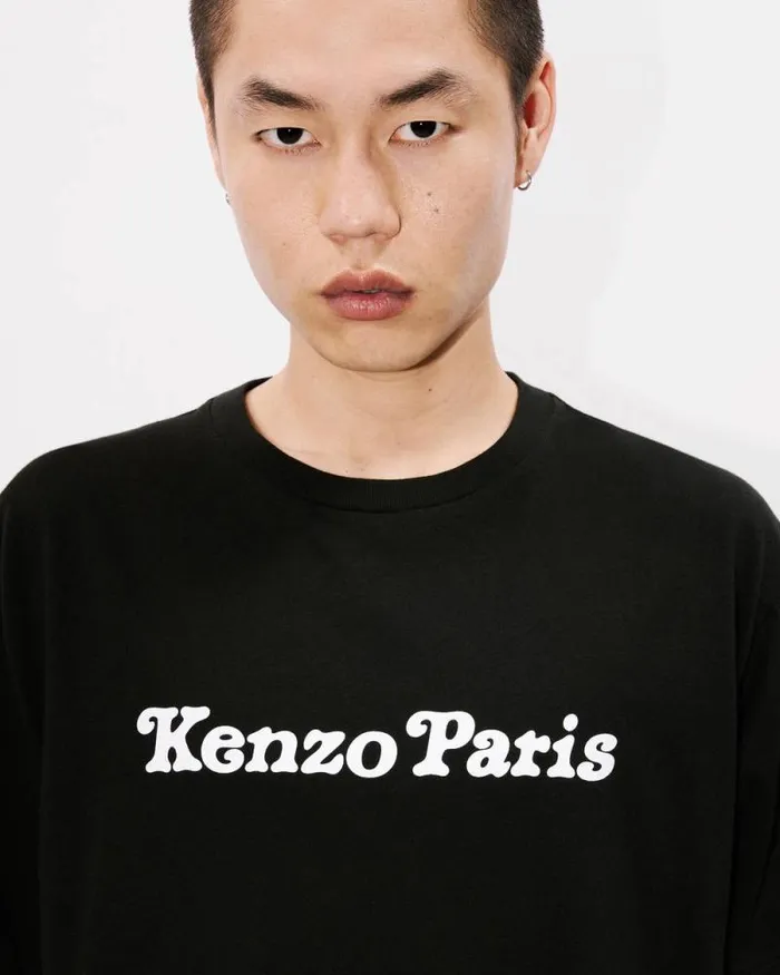 MenWomen 039KENZO VERDY MARKET039 Genderless Oversized Tshirt In Cotton Black Kenzo Tshirts And Polos