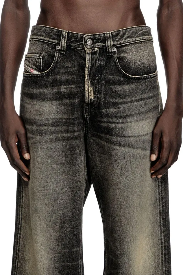 MenWomen Diesel Jeans Relaxed Jeans 2001 DMacro 007Z1 Blackdark Grey