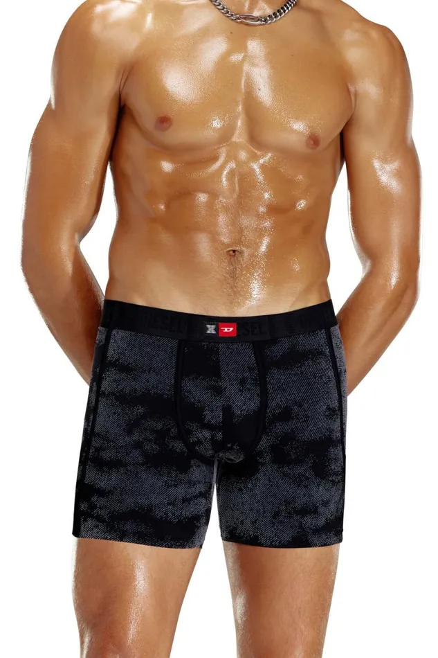 MenWomen Diesel Underwear FLOCKEDBOXERBRIEFS Black