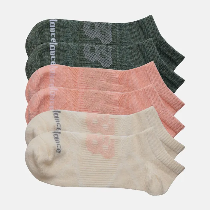 MenWomen Flat Knit No Show Socks 6 Pack Assorted 3 Colors New Balance Socks
