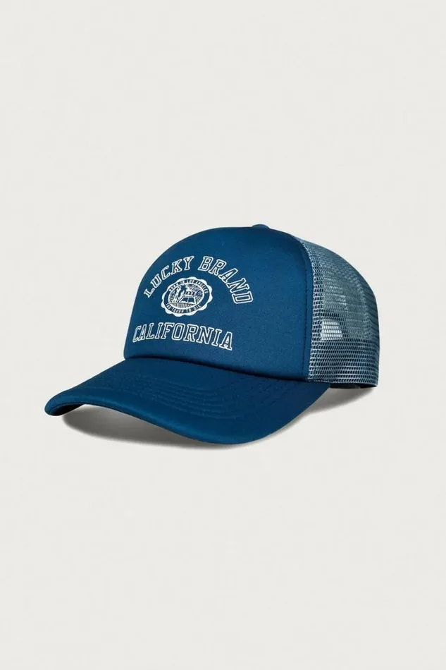 MenWomen Lucky Brand Hats Lucky Collegiate Trucker Hat Rinse