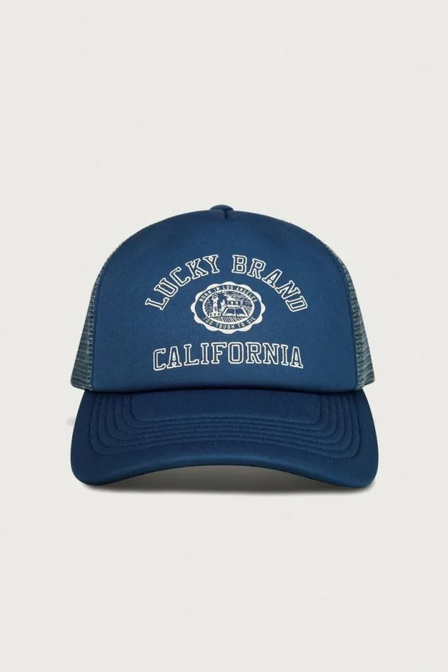 MenWomen Lucky Brand Hats Lucky Collegiate Trucker Hat Rinse