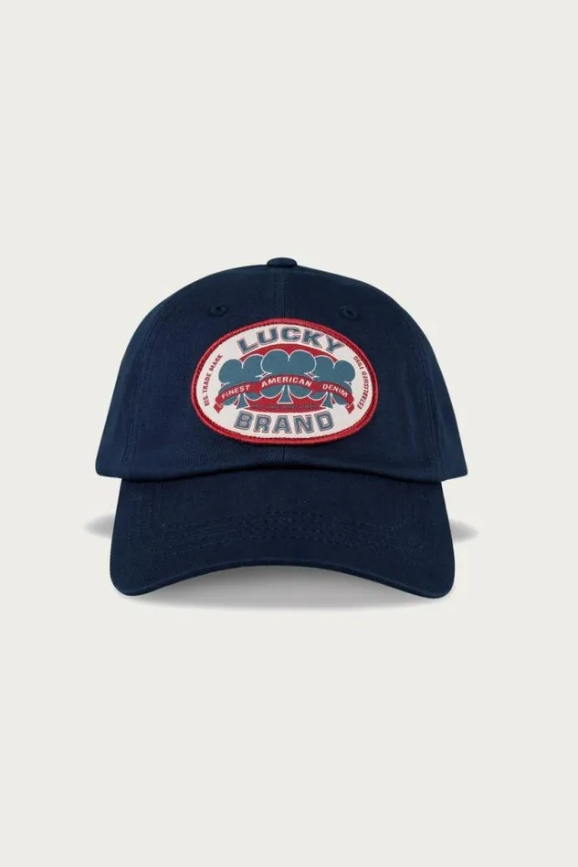 MenWomen Lucky Brand Hats Oval Clover Patch Dad Hat Dark Blue