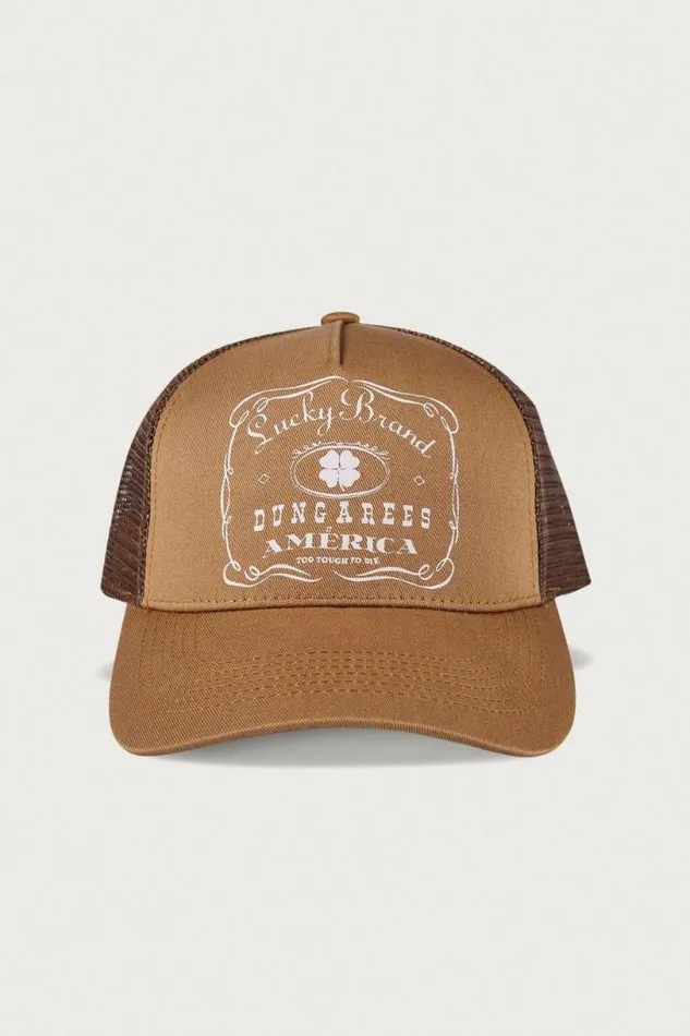 MenWomen Lucky Brand Hats Vintage Trucker Dark Brown
