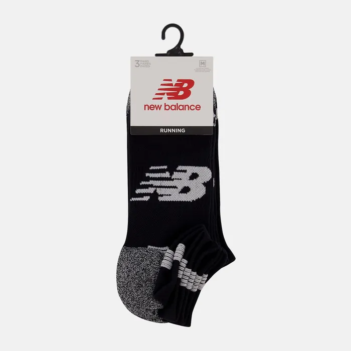MenWomen No Show Run Sock 3 Pack Black With White New Balance Socks MenWomen No Show Run Sock 3 Pack Black With White New Balance Socks