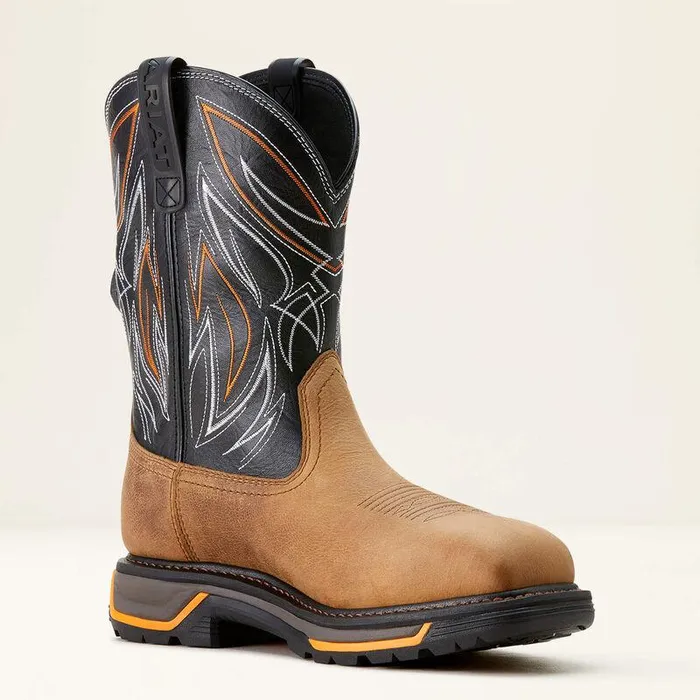 Men Work Boots Ariat Big Rig BOA Waterproof Composite Toe Work Boot Natural Tanblack