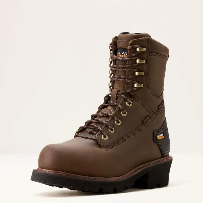 Men Work Boots Ariat Powerline 8quot 400G Waterproof 400g Composite Toe Work Boot Oily Distressed Brown
