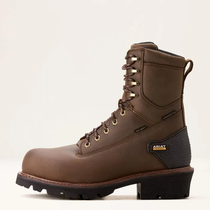 Men Work Boots Ariat Powerline 8quot 400G Waterproof 400g Composite Toe Work Boot Oily Distressed Brown