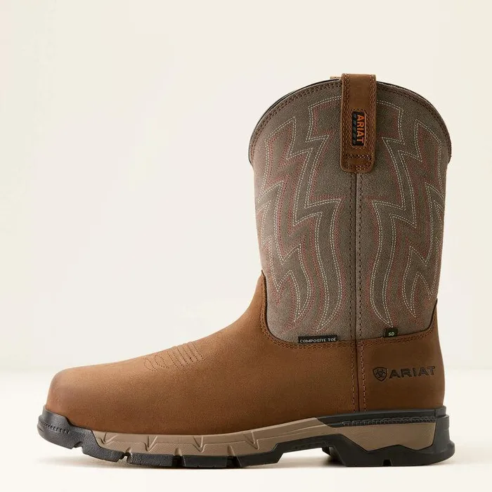 Men Work Boots Ariat Rebar Flex SD Composite Toe Work Boot Distressed Brownstone