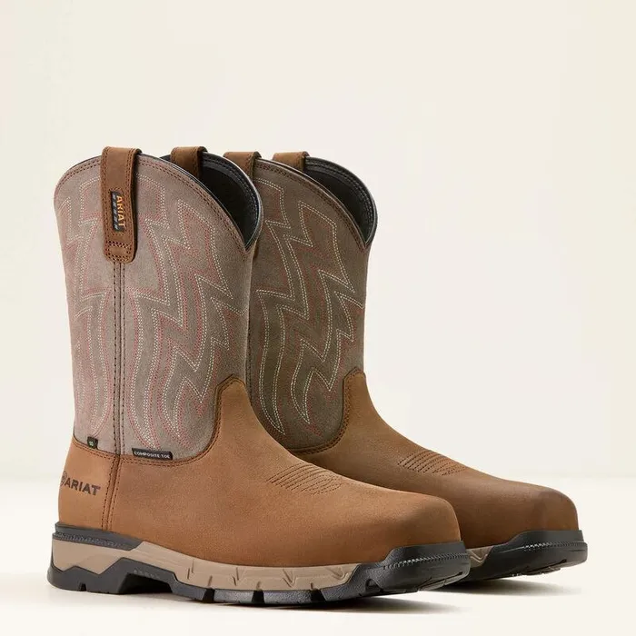 Men Work Boots Ariat Rebar Flex SD Composite Toe Work Boot Distressed Brownstone