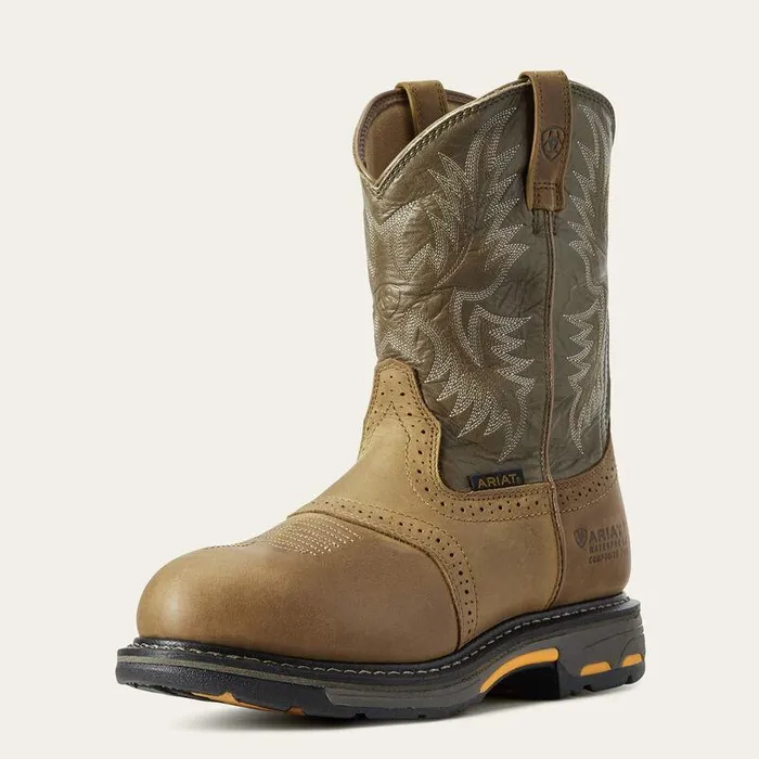 Men Work Boots Ariat WorkHog Waterproof Composite Toe Work Boot Aged Bark