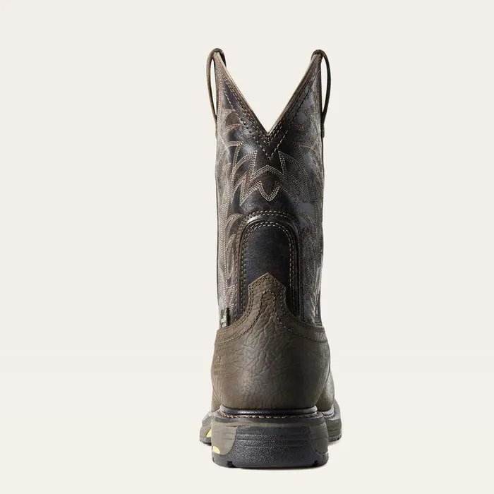 Men Work Boots Ariat WorkHog Wide Square Toe MetGuard Waterproof Composite Toe Work Boot Bruin Brown