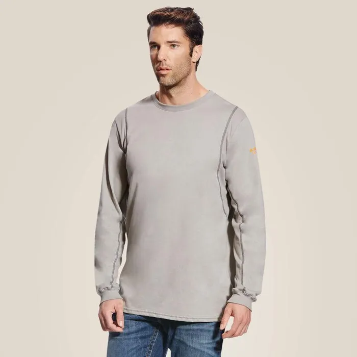Men Workwear Ariat FR AC Crew TShirt Silver Fox
