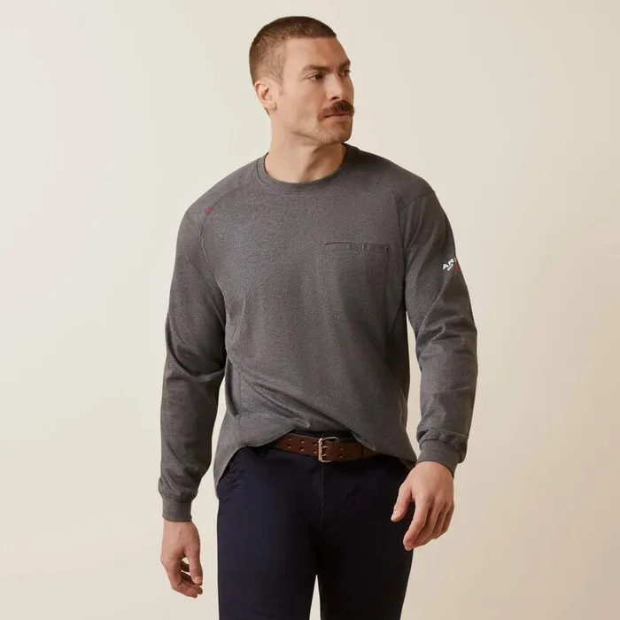Men Workwear Ariat FR Air True Grit TShirt Charcoal Heather Men Workwear Ariat FR Air True Grit TShirt Charcoal Heather