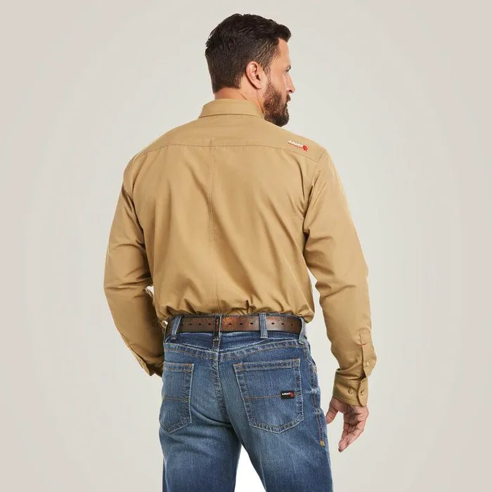 Men Workwear Ariat FR Featherlight Work Shirt Khaki Men Workwear Ariat FR Featherlight Work Shirt Khaki