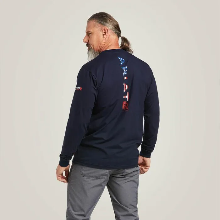 Men Workwear Ariat FR Stretch Logo TShirt Navyusa