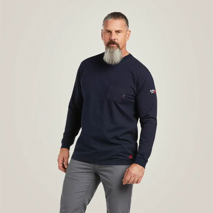 Men Workwear Ariat FR Stretch Logo TShirt Navyusa Men Workwear Ariat FR Stretch Logo TShirt Navyusa