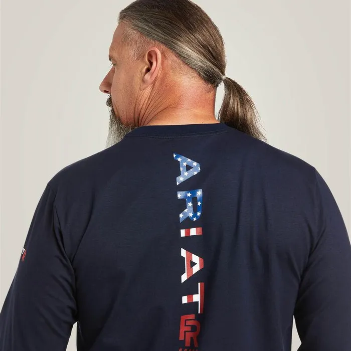 Men Workwear Ariat FR Stretch Logo TShirt Navyusa Men Workwear Ariat FR Stretch Logo TShirt Navyusa