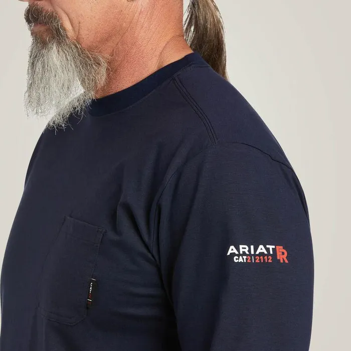 Men Workwear Ariat FR Stretch Logo TShirt Navyusa Men Workwear Ariat FR Stretch Logo TShirt Navyusa