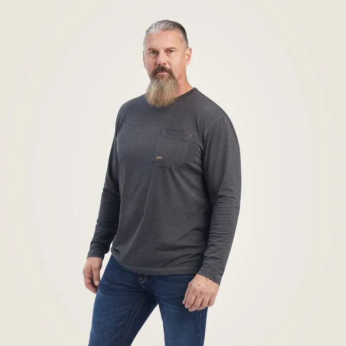 Men Workwear Ariat Rebar Workman Born For This TShirt Charcoal Heather Men Workwear Ariat Rebar Workman Born For This TShirt Charcoal Heather