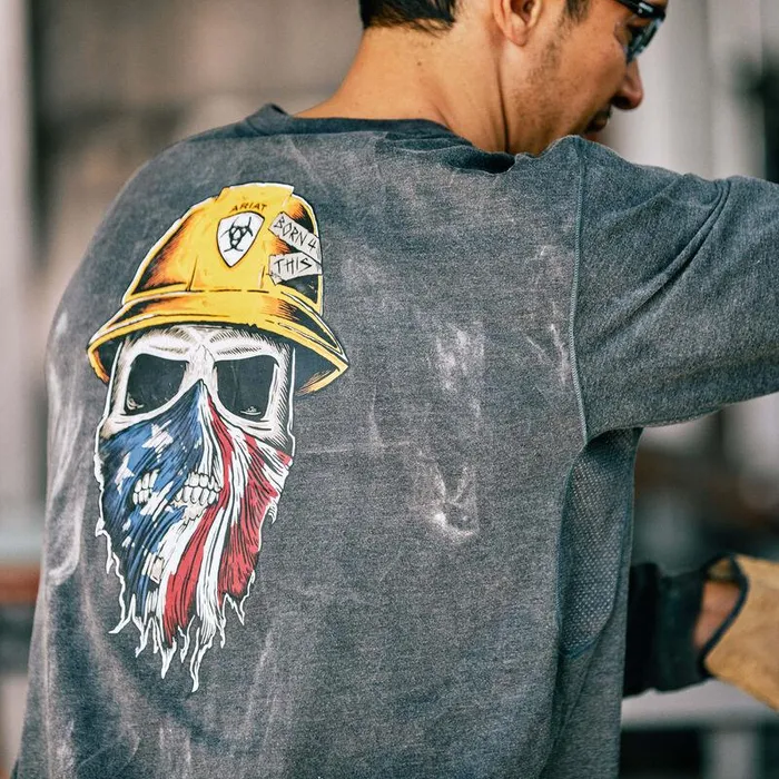 Men Workwear Ariat Rebar Workman Born For This TShirt Charcoal Heather Men Workwear Ariat Rebar Workman Born For This TShirt Charcoal Heather