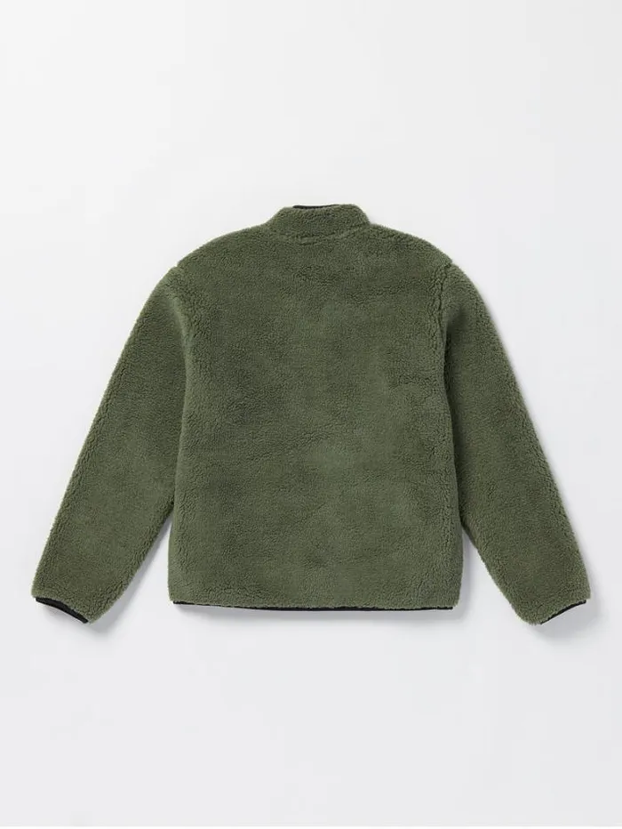 Mens Hoodies and Sweatshirts Volcom Muzzer Fuzzar Zip Jacket 8211 Squadron Green