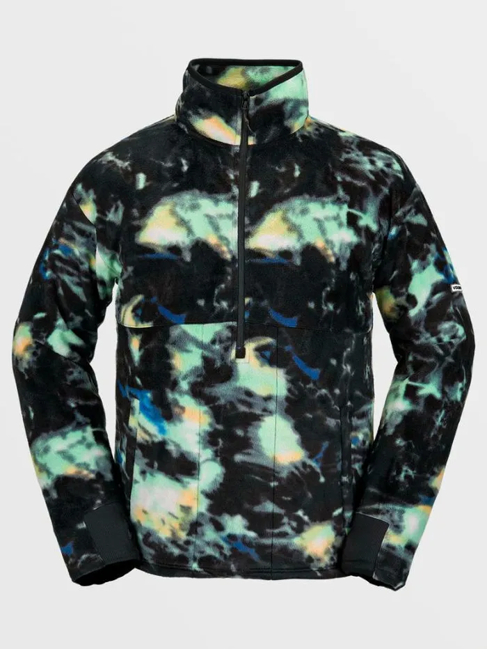 Mens Hoodies and Sweatshirts Volcom Polar Fleece Mock 12 Zip Pullover 8211 Spritz Black
