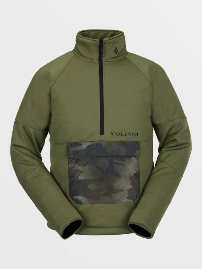 Mens Hoodies and Sweatshirts Volcom Tech Fleece Pullover 8211 Military