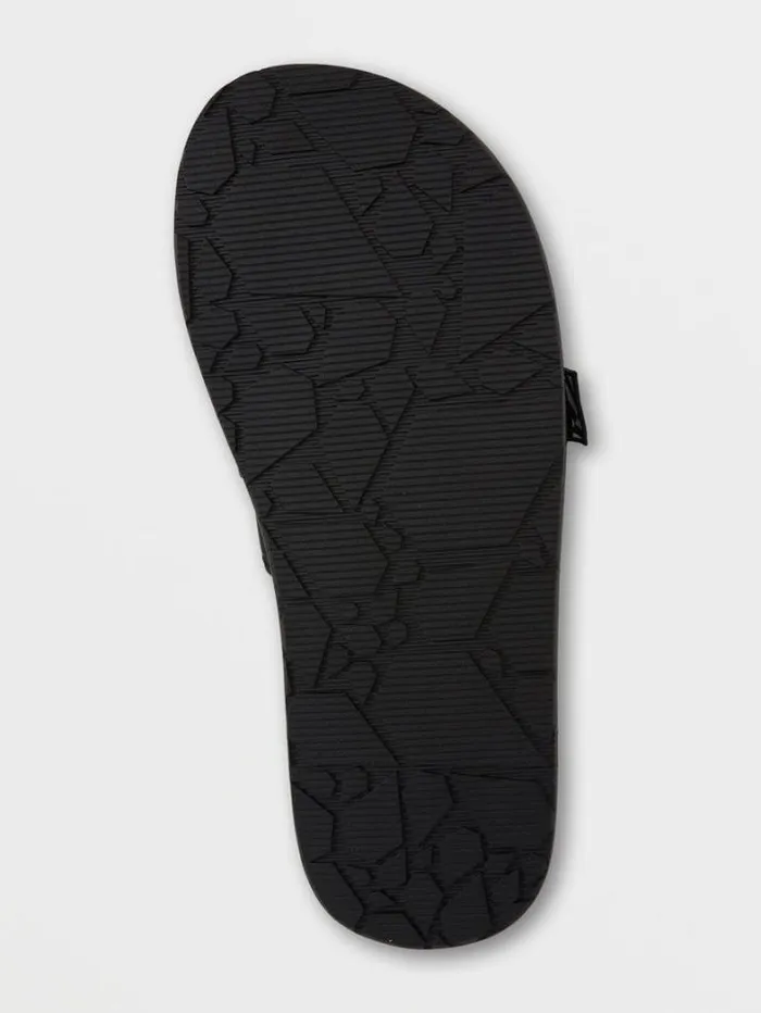 Mens Sandals Volcom Eco Recliner Slide Sandals 8211 Black Grey