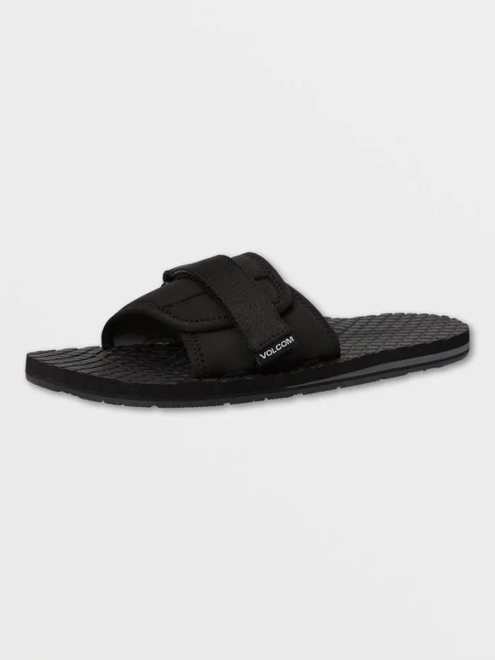 Mens Sandals Volcom Eco Recliner Slide Sandals 8211 Black Grey