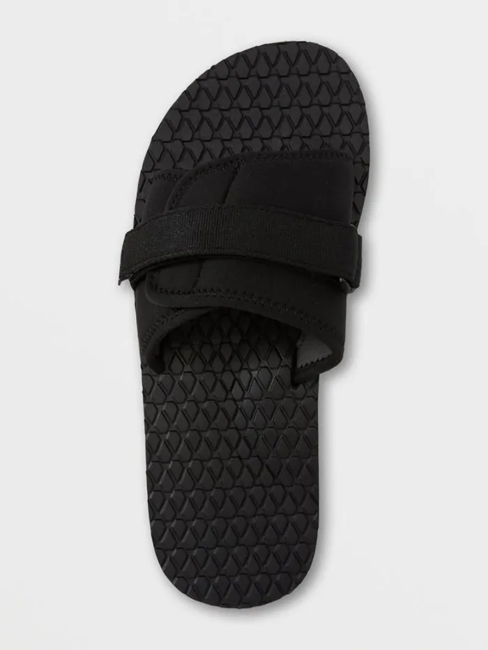 Mens Sandals Volcom Eco Recliner Slide Sandals 8211 Black Grey