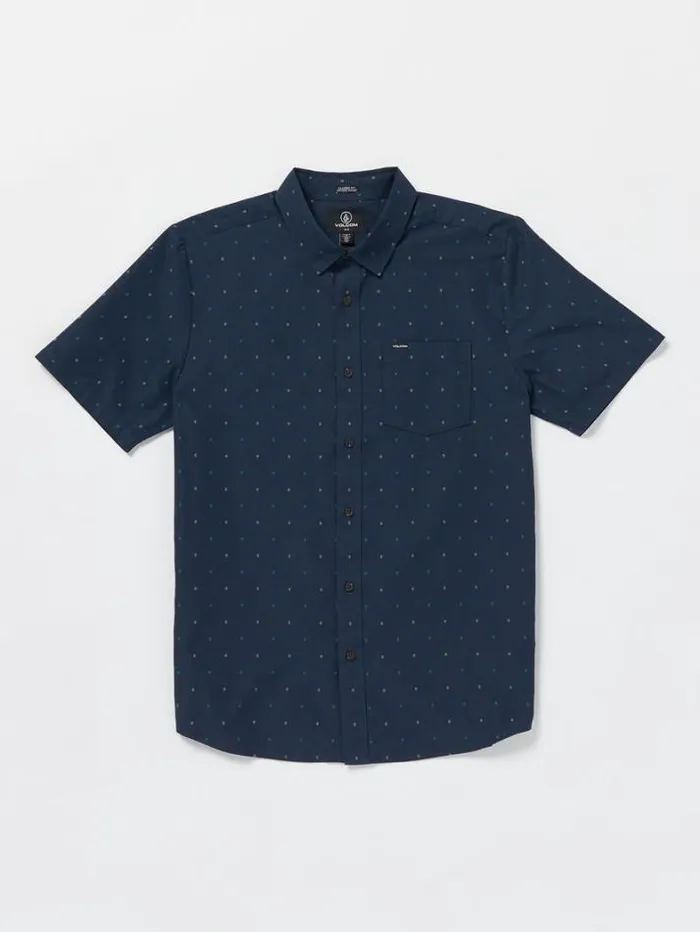 Mens Shirts and Flannels Volcom Hone Stone Woven Short Sleeve Shirt 8211 Navy
