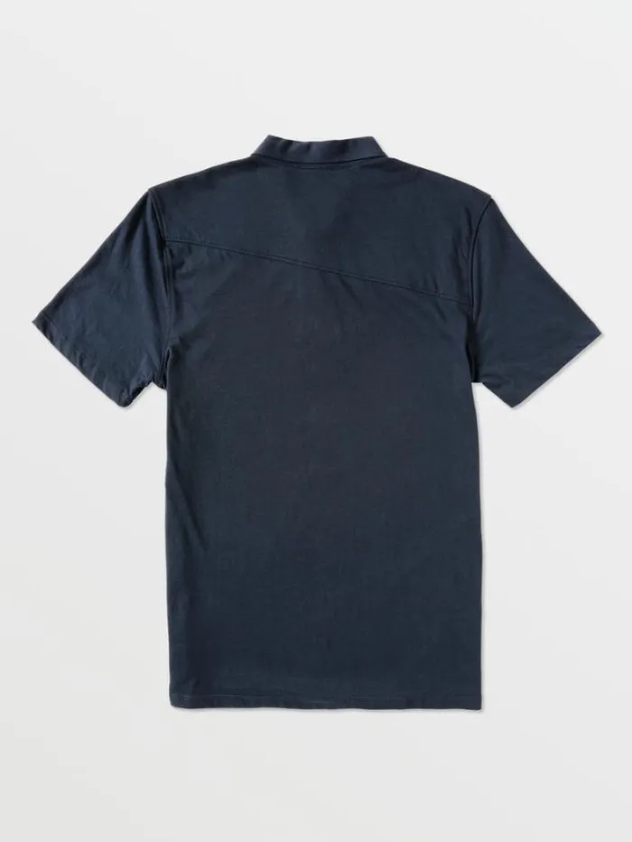 Mens Shirts and Flannels Volcom Wowzer Polo Short Sleeve Shirt 8211 Navy