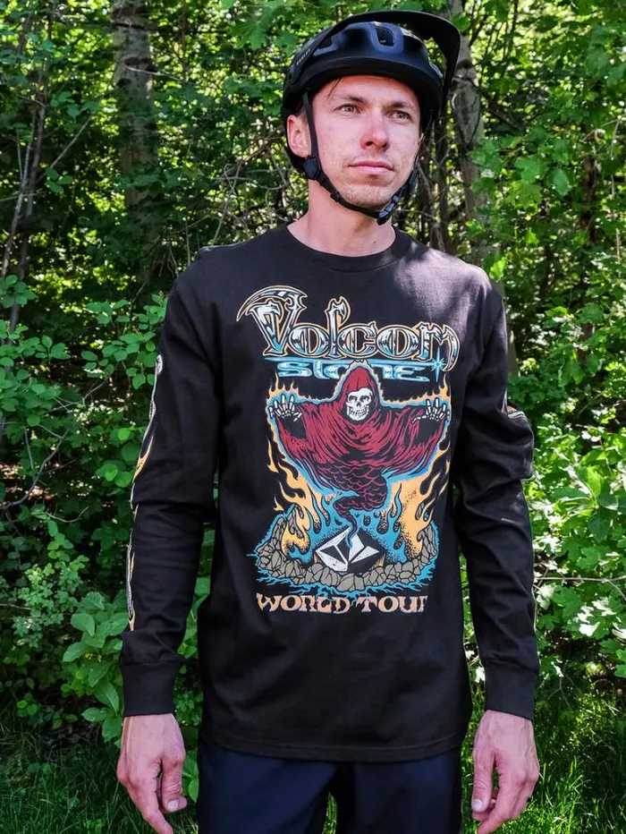 Mens Tops and Tees Volcom Stone Ghost Long Sleeve Tee 8211 Black