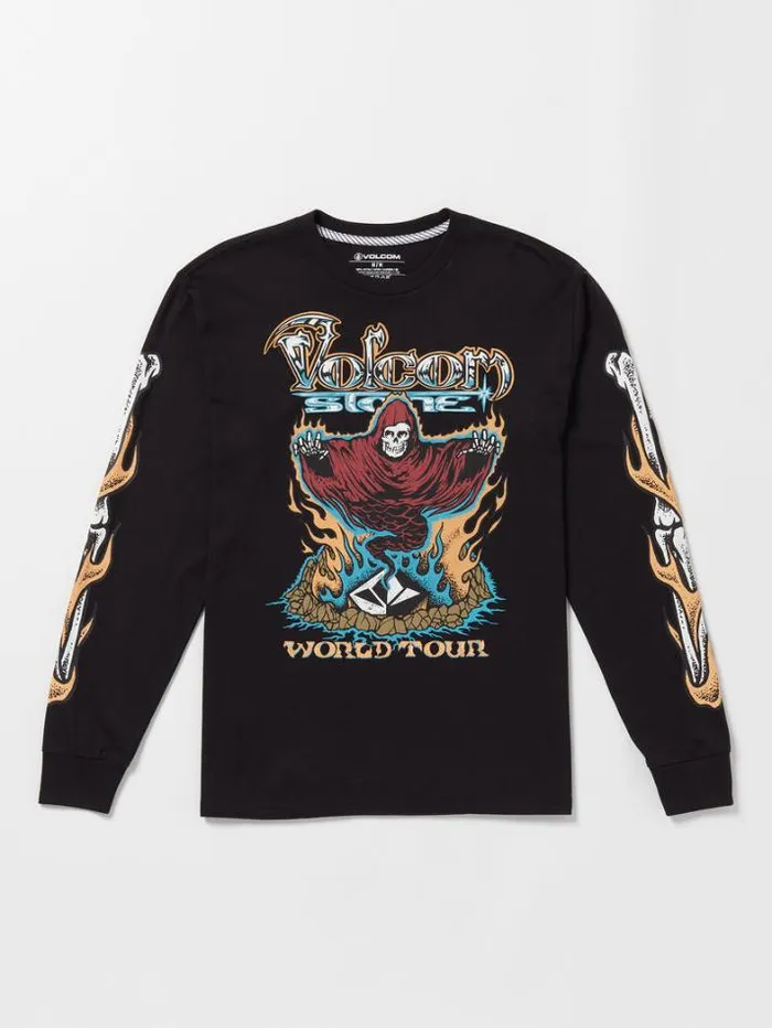 Mens Tops and Tees Volcom Stone Ghost Long Sleeve Tee 8211 Black