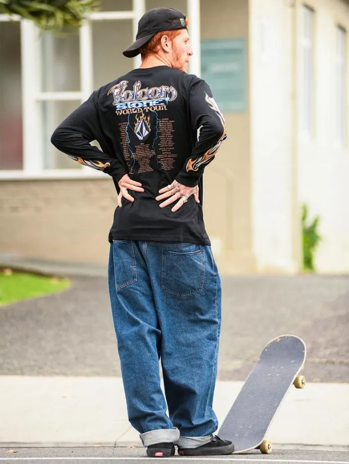Mens Tops and Tees Volcom Stone Ghost Long Sleeve Tee 8211 Black