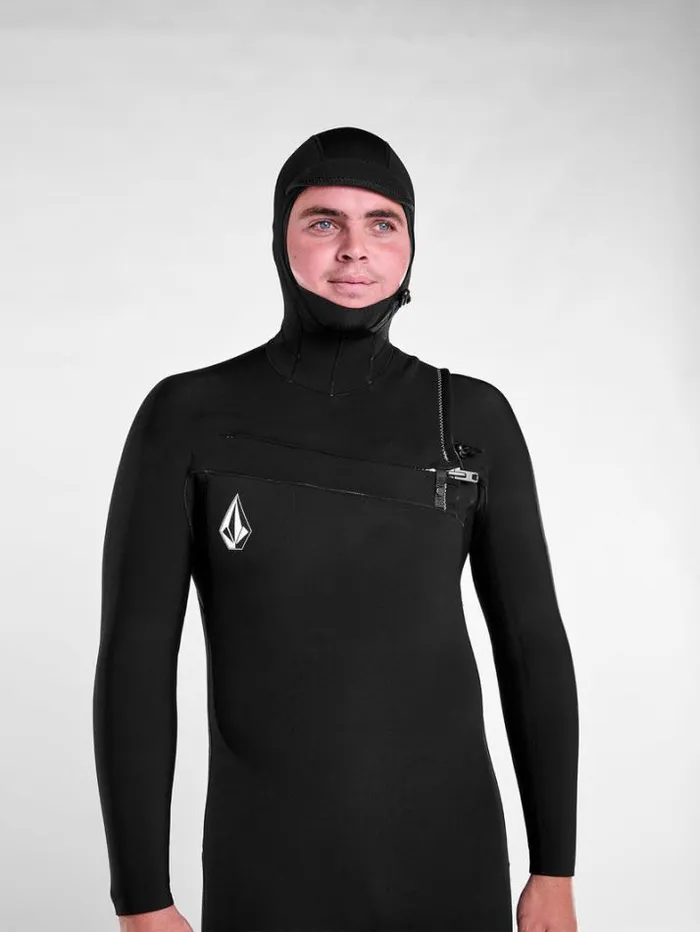Mens Wetsuits Volcom Modulator 43mm Hooded Chestzip Fullsuit 8211 Black