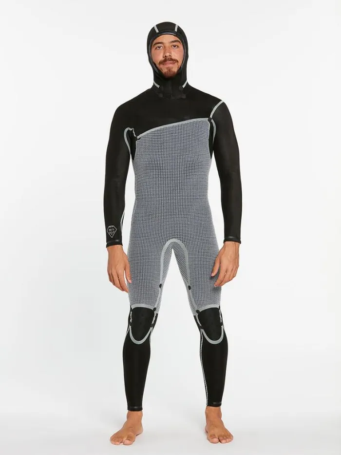 Mens Wetsuits Volcom Modulator 43mm Hooded Chestzip Fullsuit 8211 Black