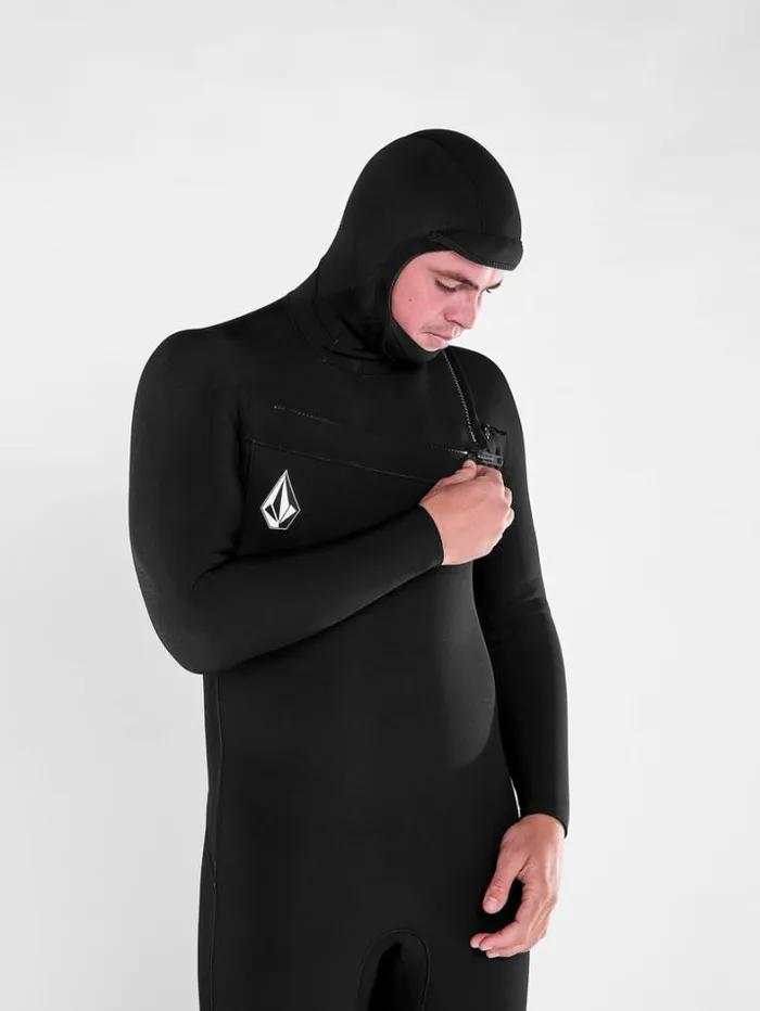 Mens Wetsuits Volcom Modulator 43mm Hooded Chestzip Fullsuit 8211 Black