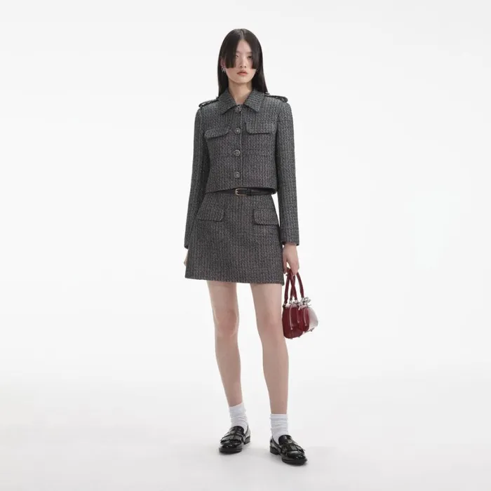 Metallic Boucle Mini Skirt Women Self Portrait Bottoms