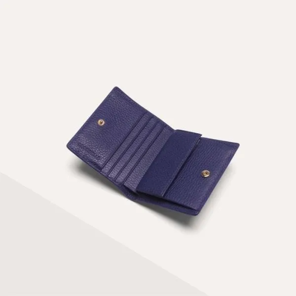 Metallic Shiny Calf Royal Blue Women Coccinelle Wallets and Small Leather Goods