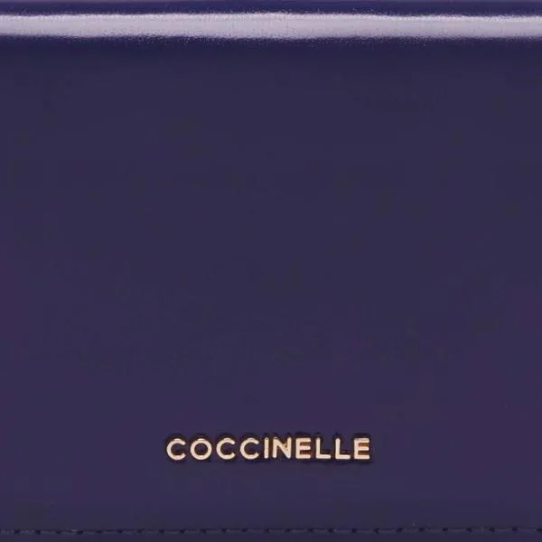 Metallic Shiny Calf Royal Blue Women Coccinelle Wallets and Small Leather Goods