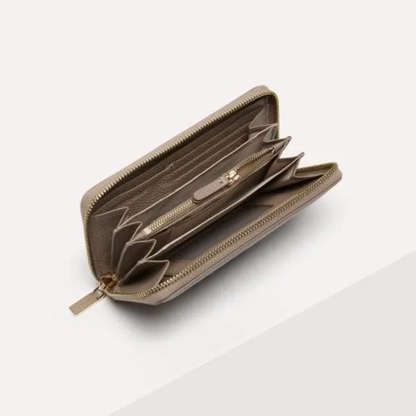 Metallic Soft Warm Taupe Women Coccinelle Wallets and Small Leather Goods