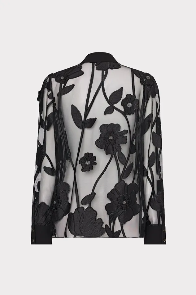 Milly Ashton Grand Fleur Embroidered Top Black Women Tops Milly Ashton Grand Fleur Embroidered Top Black Women Tops