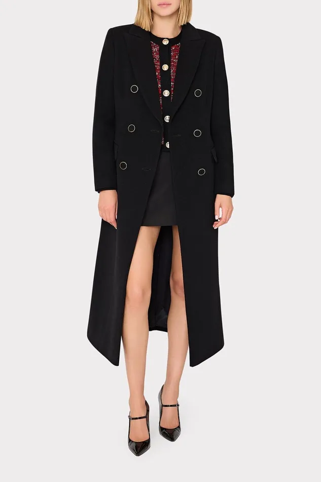 Milly Double Breasted Wool Coat Black Women Coats and Jackets Milly Double Breasted Wool Coat Black Women Coats and Jackets