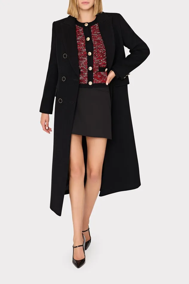 Milly Double Breasted Wool Coat Black Women Coats and Jackets Milly Double Breasted Wool Coat Black Women Coats and Jackets