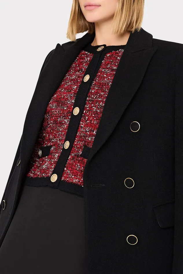 Milly Double Breasted Wool Coat Black Women Coats and Jackets Milly Double Breasted Wool Coat Black Women Coats and Jackets