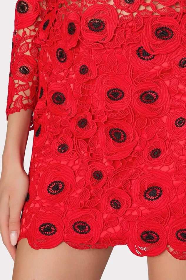 Milly Embroidered Lace Modern Mini Skirt Redblack Women Skirts Milly Embroidered Lace Modern Mini Skirt Redblack Women Skirts