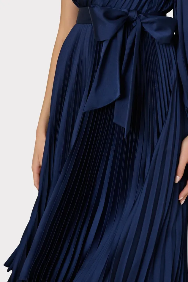 Milly Essi Satin Pleated One Shoulder Dress Navy Women Dresses Milly Essi Satin Pleated One Shoulder Dress Navy Women Dresses
