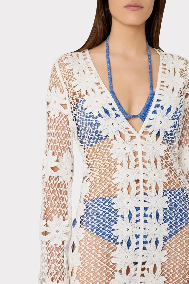 Milly Floral Crochet Coverup Dress White Women CoverUps Milly Floral Crochet Coverup Dress White Women CoverUps